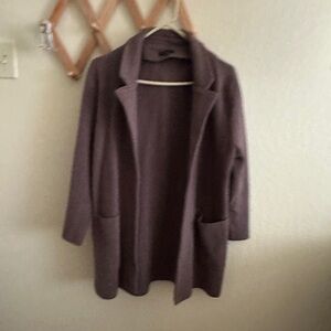 Quince Open-Front Knit Cardigan in Dark Brown